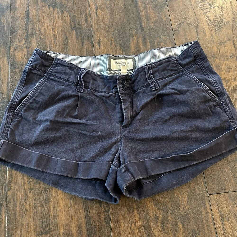 Abercrombie And Fitch Vintage Y2K Shorts Cuff Chino Navy Blue Sz 6